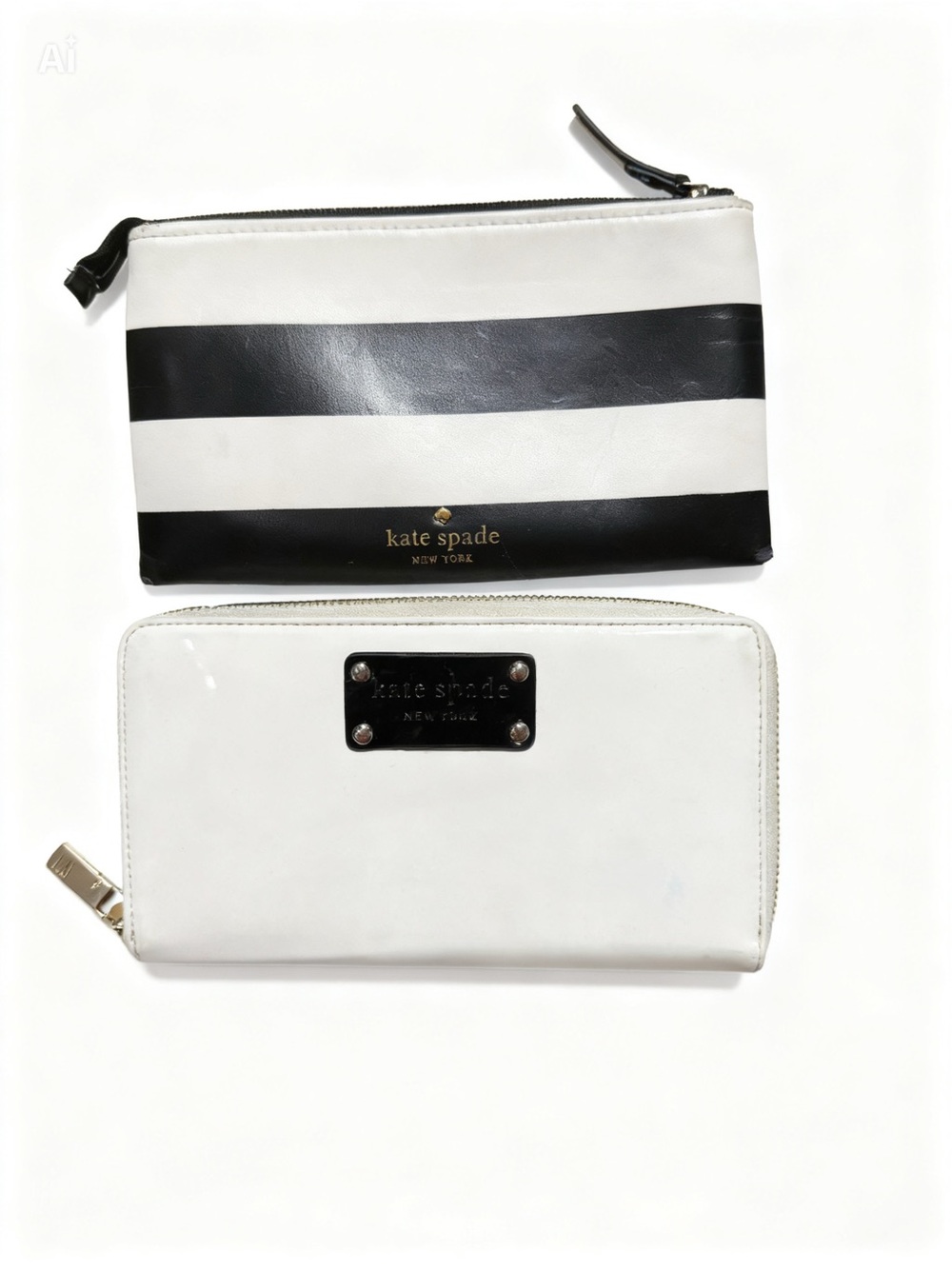 Kate Spade zip around white wallet and Makeup bag bundle